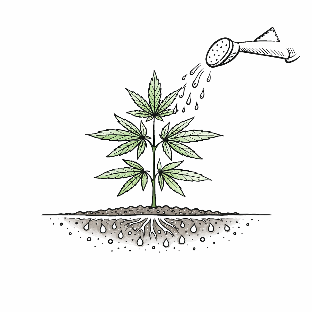 cannabis richtig gießen pflanze wasser gleichmäßig erde