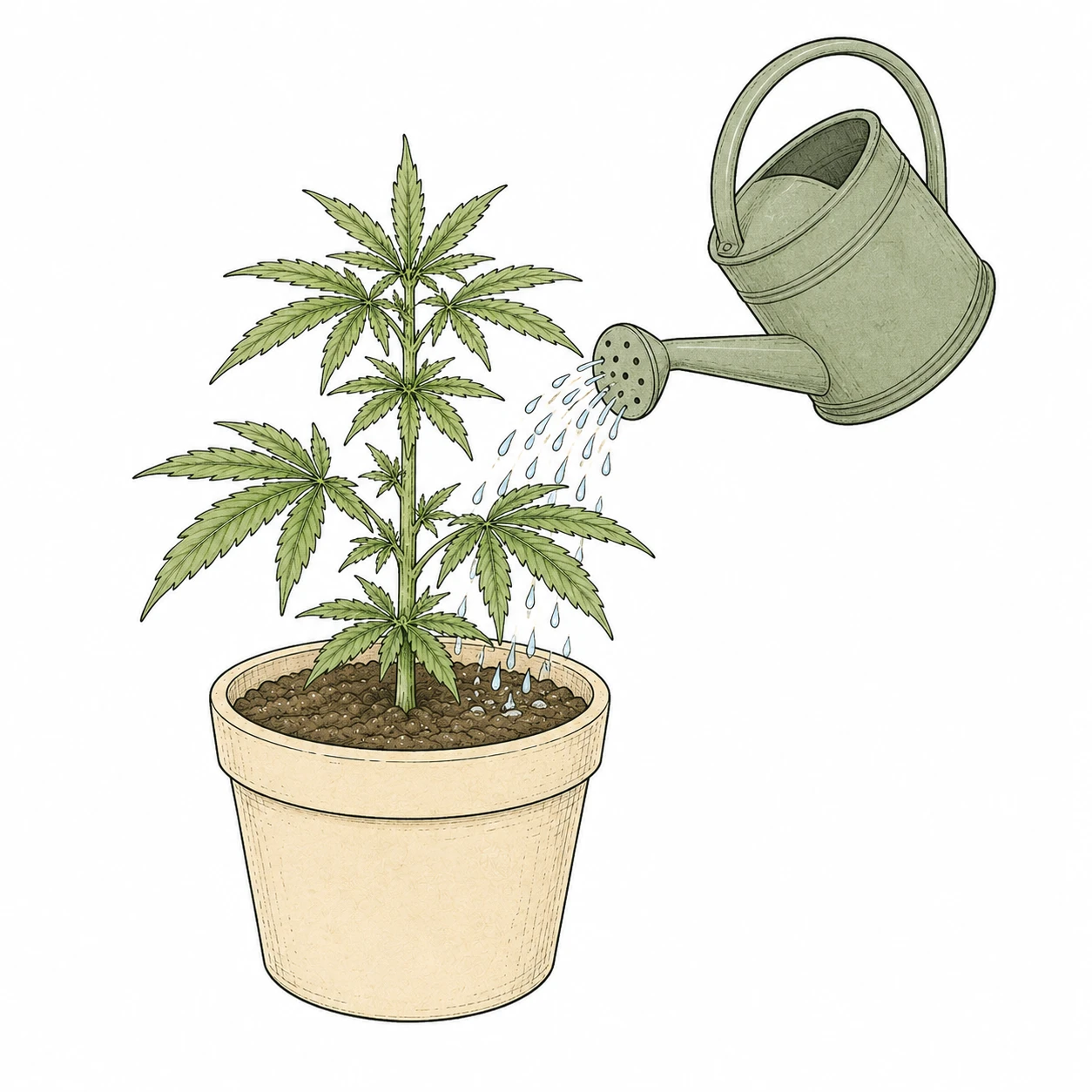 Cannabis richtig gießen Bewässerung Gießkanne Substrat Finger-Test