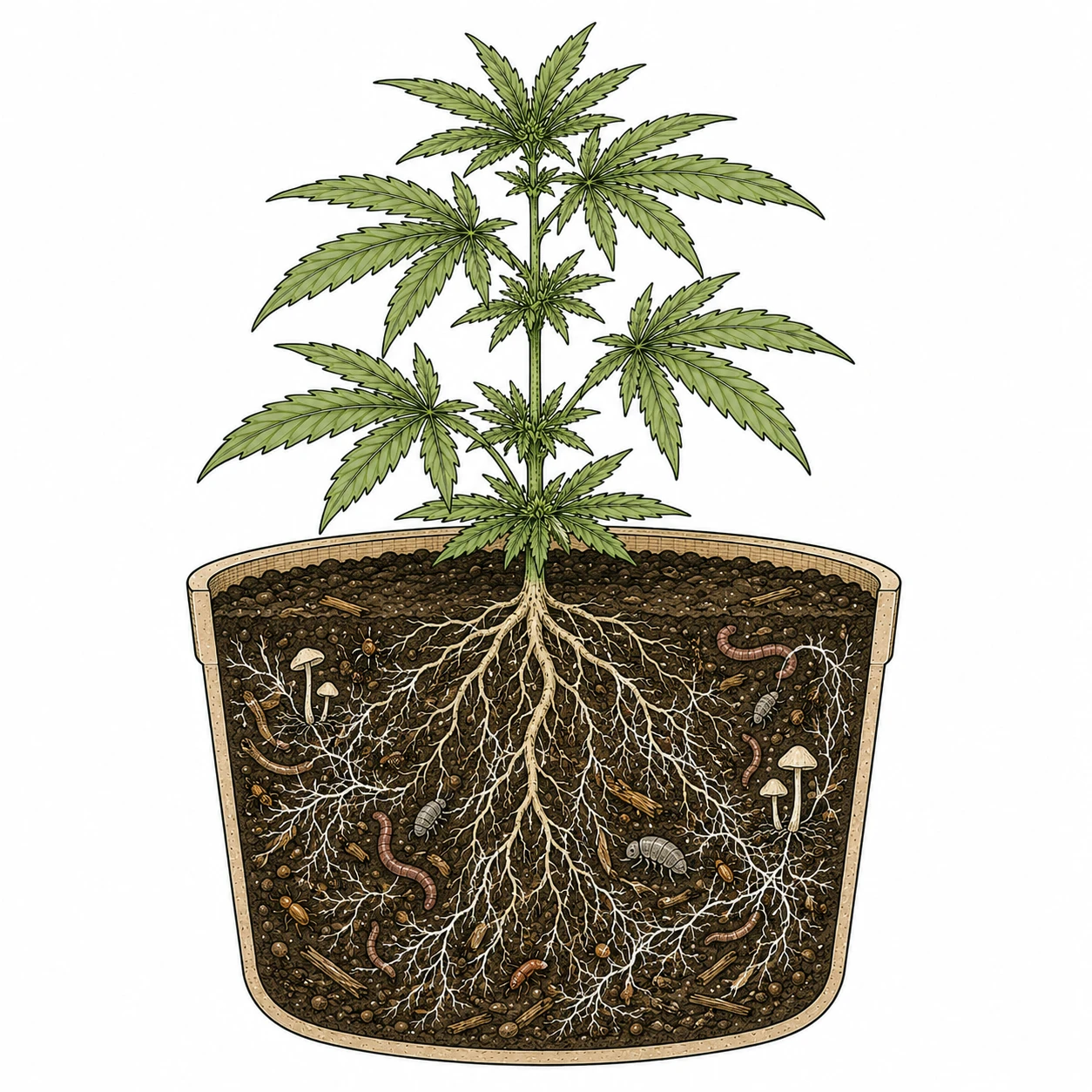 Cannabis Living Soil lebendes Substrat Mikroorganismen Mykorrhiza Würmer