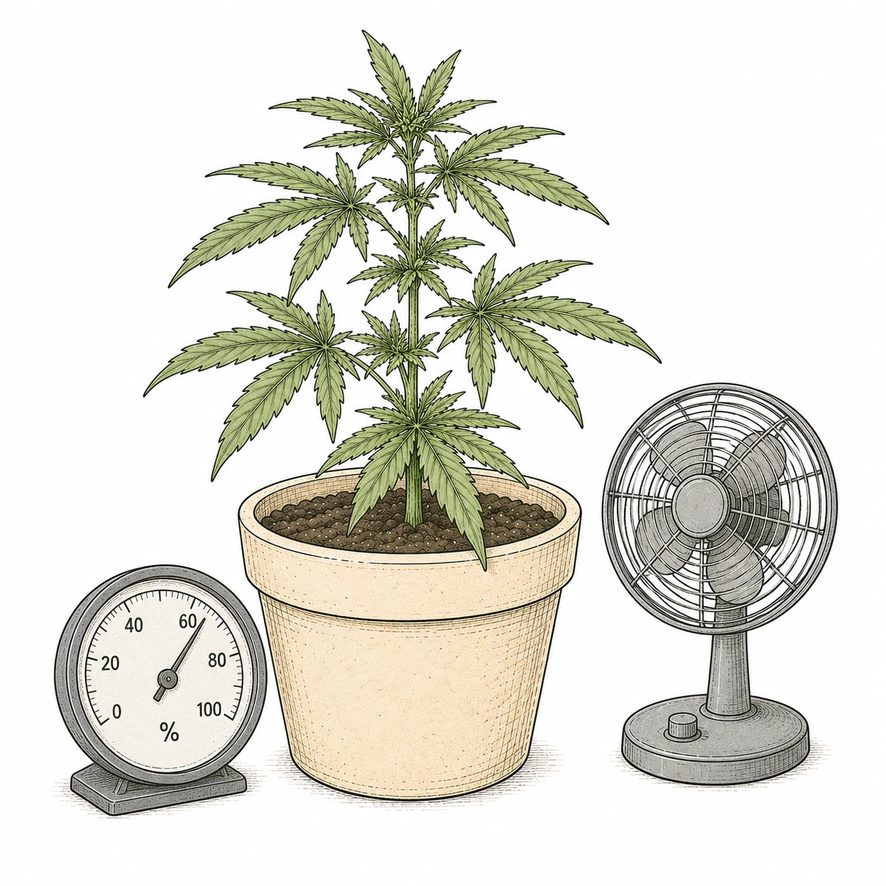 Cannabis Luftfeuchtigkeit messen Hygrometer Lüftung Indoor Grow Kontrolle