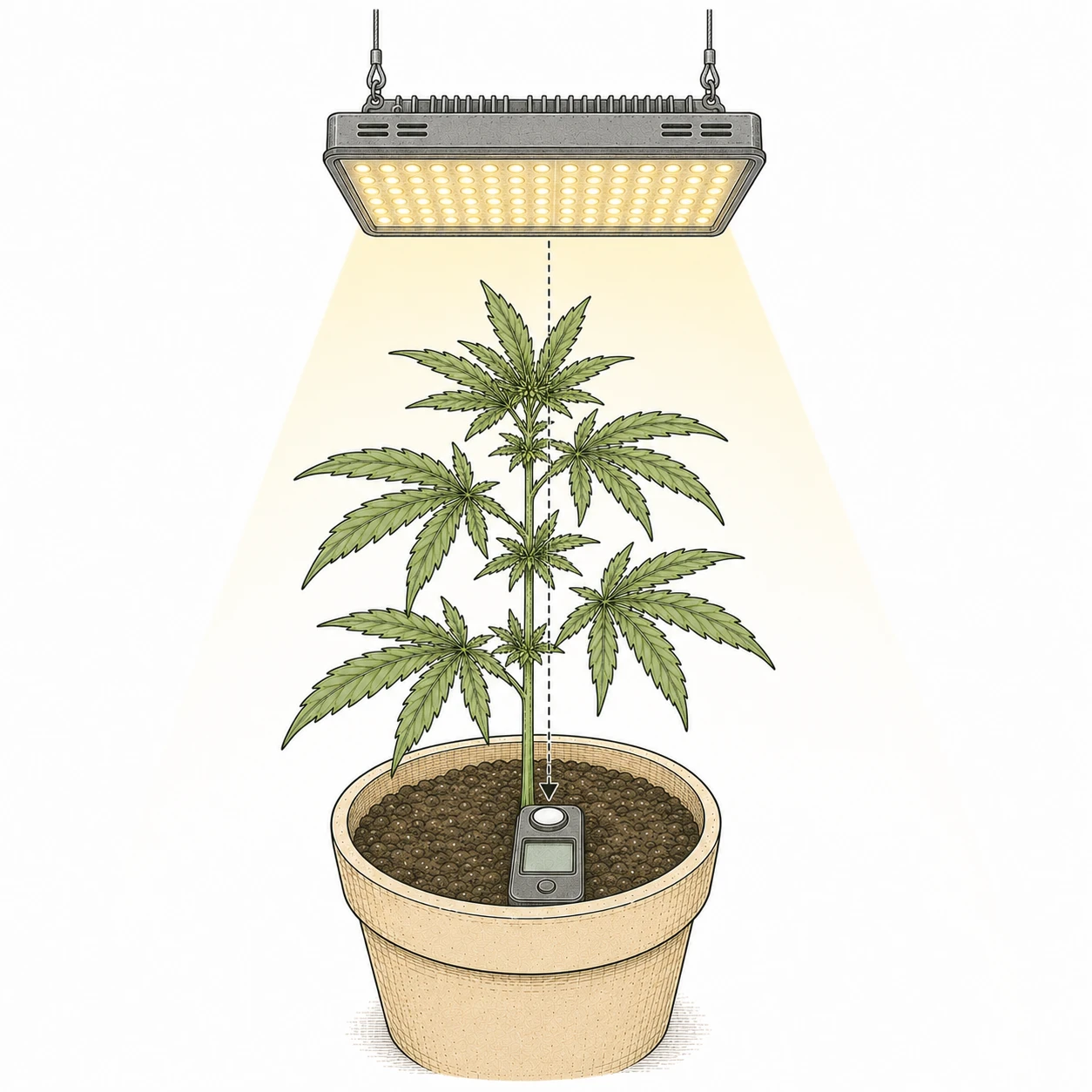 Cannabis PPFD Lichtmessung Photonenflussdichte PAR Meter LED Lampe