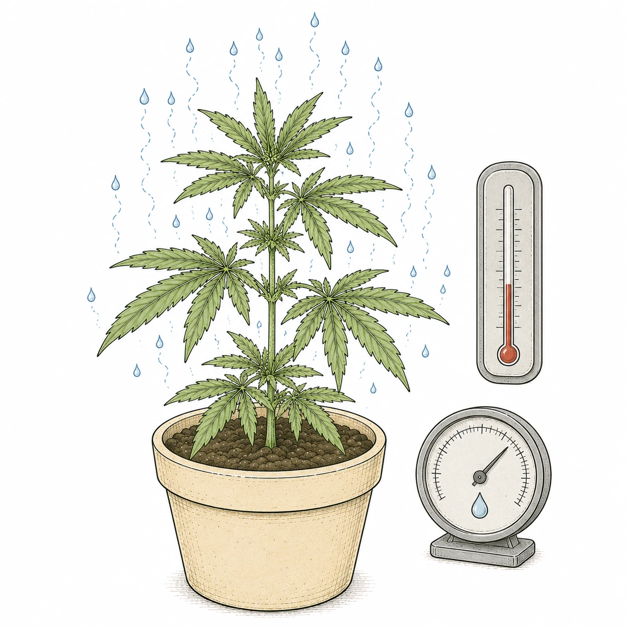 Cannabis VPD Dampfdruckdefizit Temperatur Luftfeuchtigkeit Pflanze Transpiration