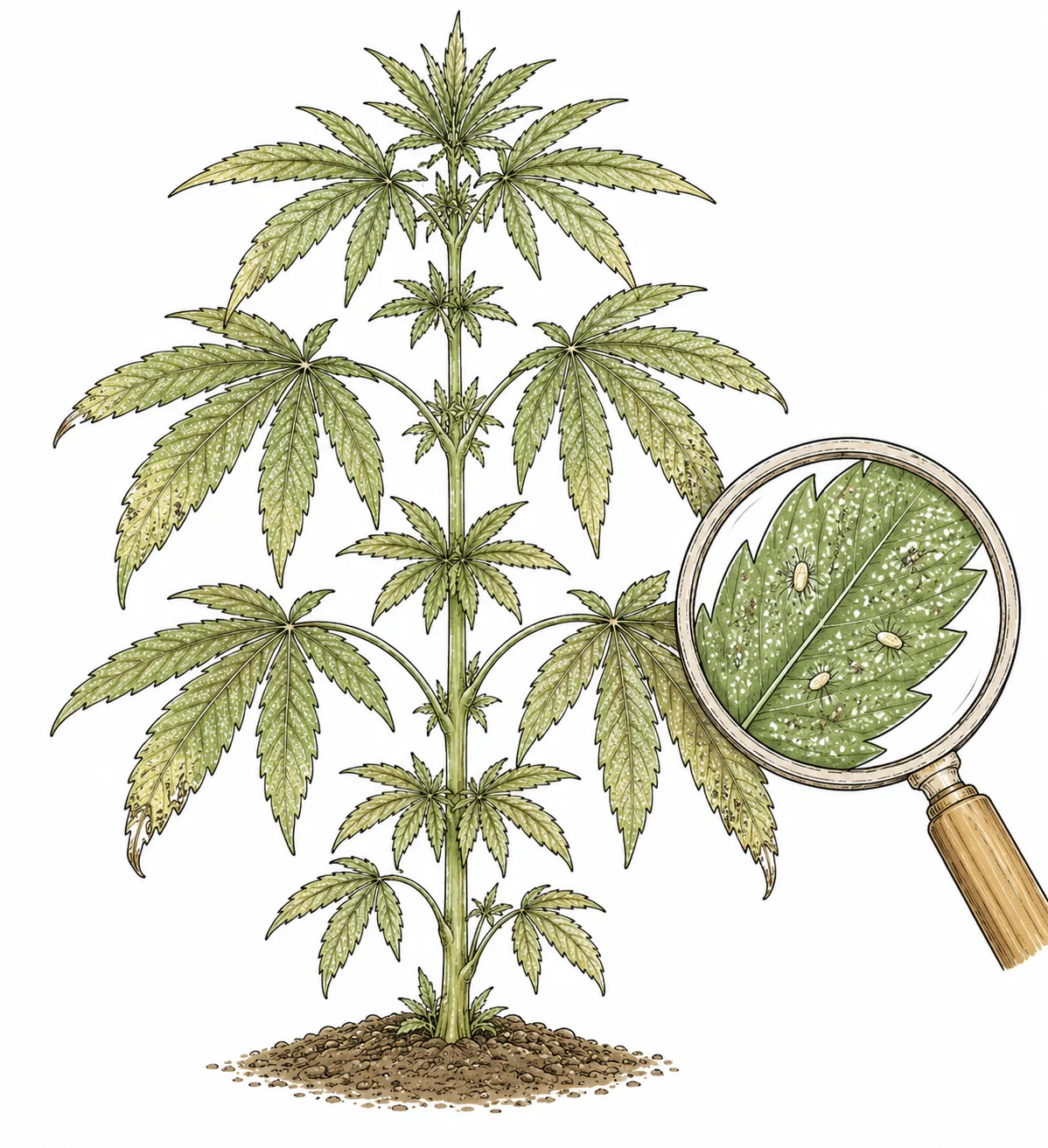 Cannabis weiße Punkte auf Blättern — Schädlinge und Spinnmilben erkennen