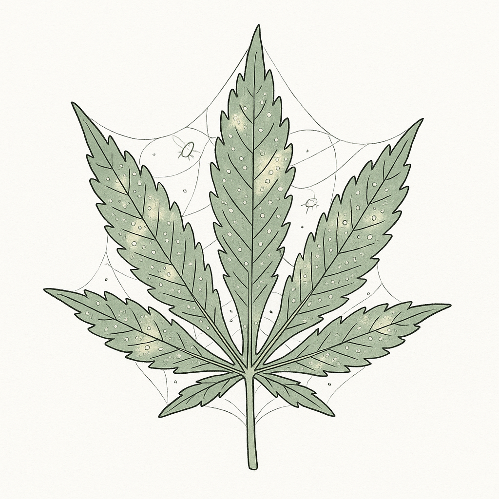 Spinnmilben Cannabis Blatt Gespinst