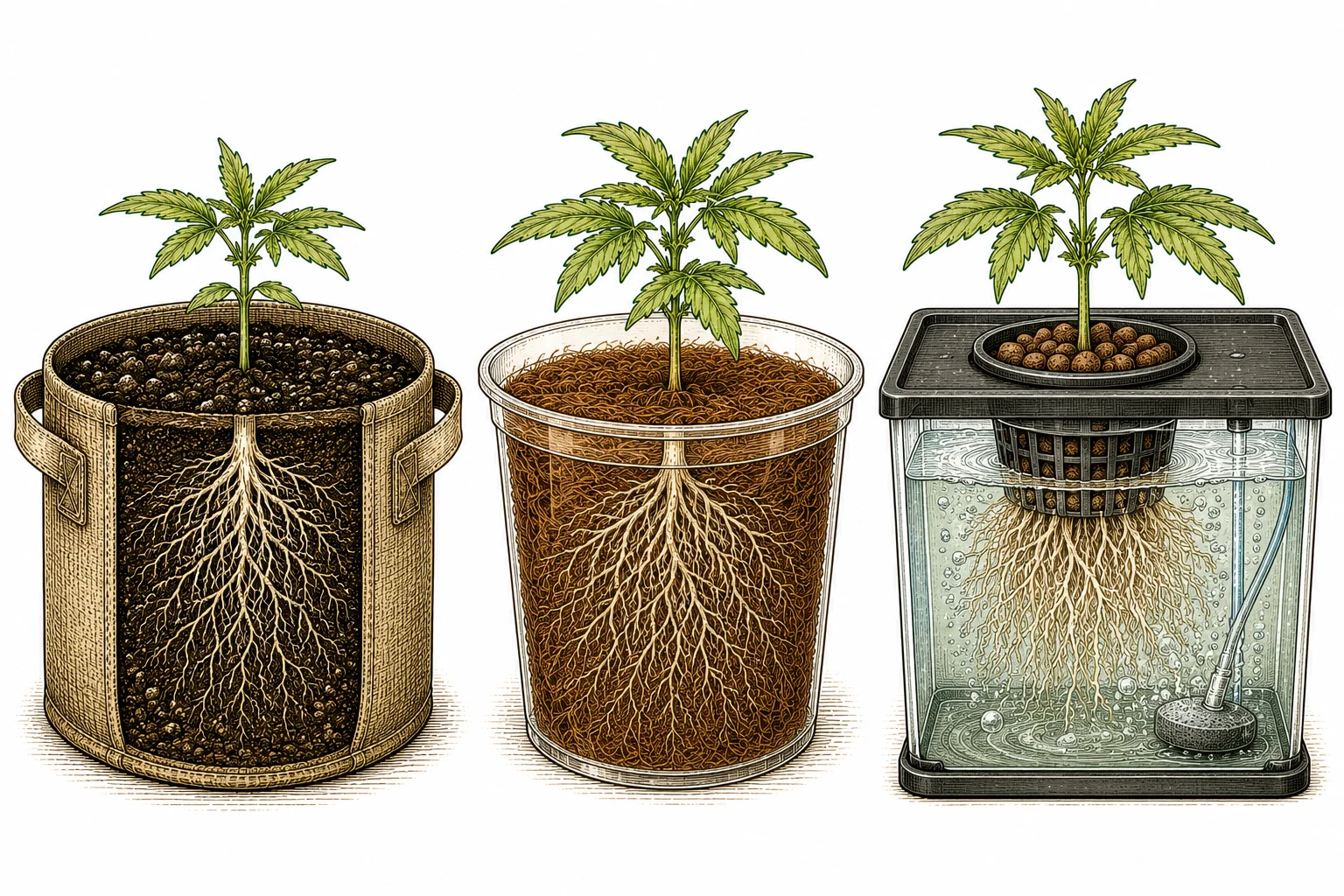 Cannabis Erde Coco Hydro Substrat Vergleich für unterschiedliche pH-Bereiche