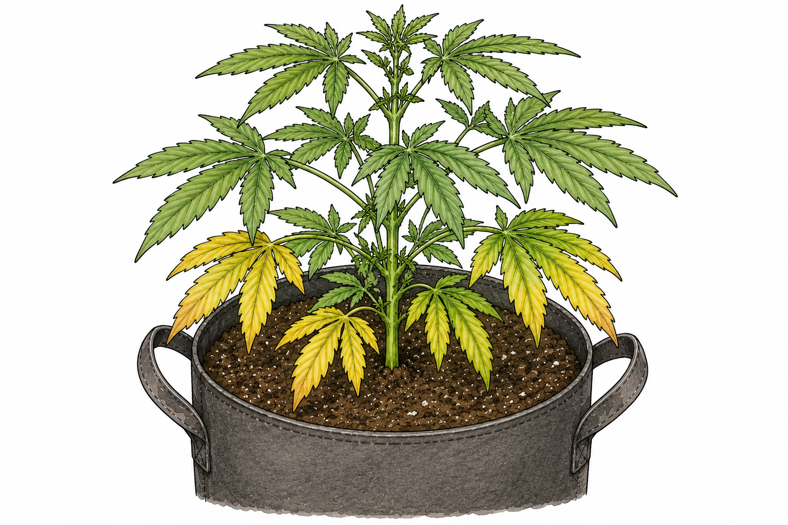 Cannabis gelbe Blätter Ursachen erkennen
