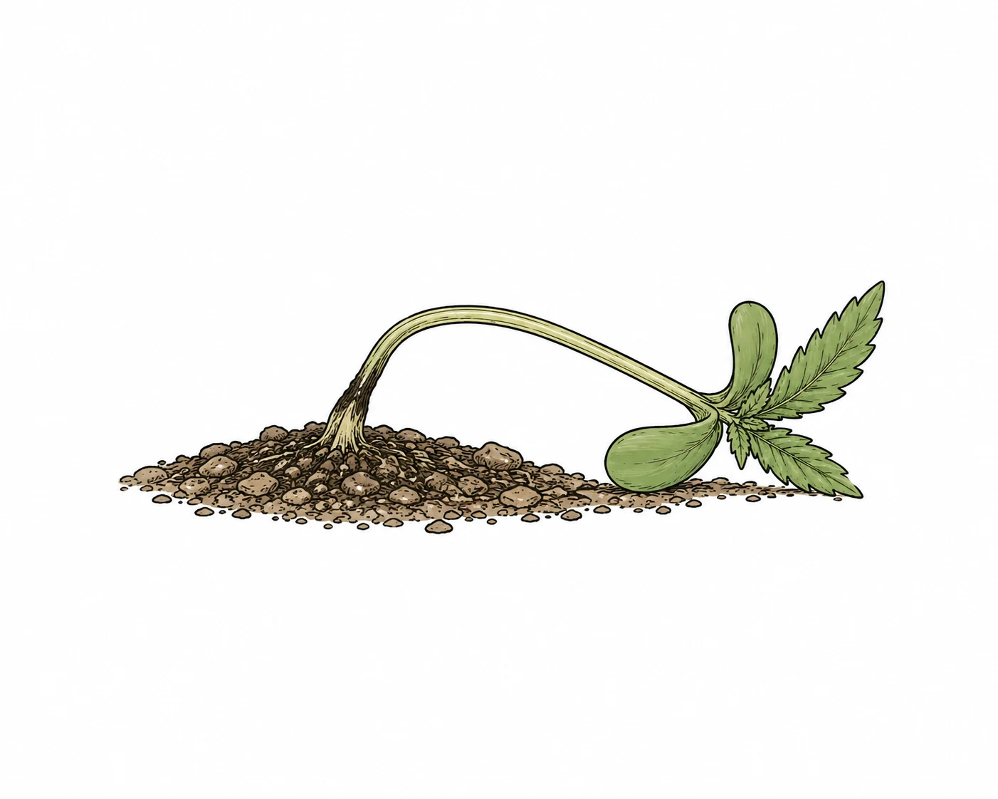 Cannabis Keimling fällt um