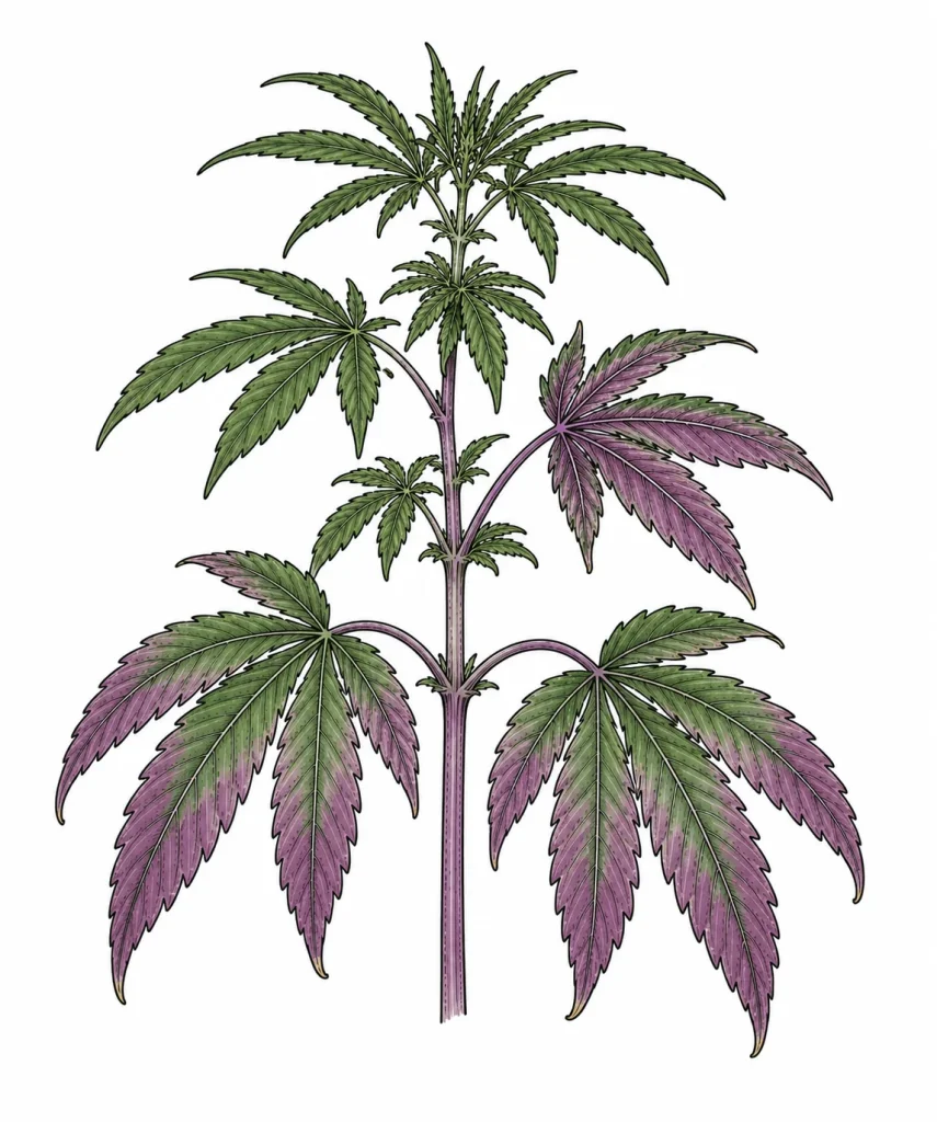 Phosphormangel Cannabis — lila Verfärbung