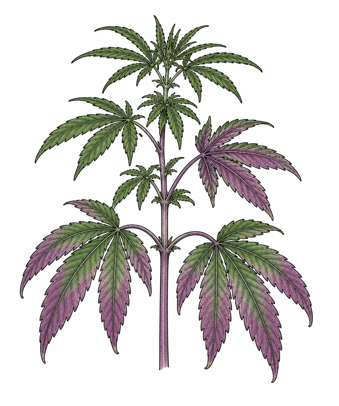 Phosphormangel Cannabis — lila Verfärbung