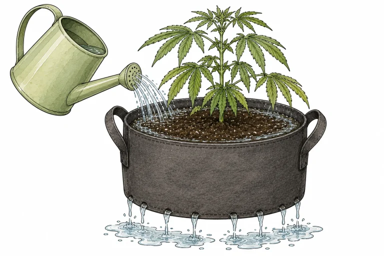 Cannabis richtig gießen Ablauf Gießkanne gleichmäßig Topf