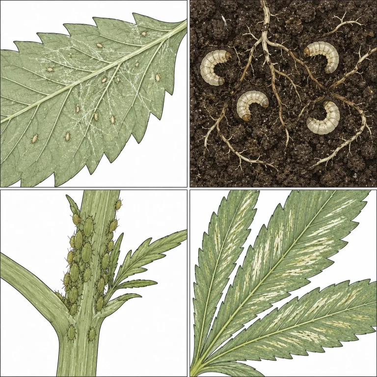 Cannabis Schädlinge vier Typen — Spinnmilben, Trauermücken, Blattläuse, Thripse