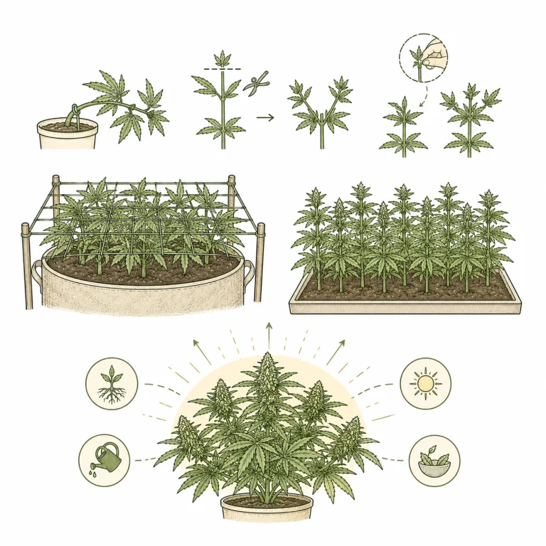 Cannabis Trainingsstress Trainingsmethoden Übersicht LST Topping SCRoG