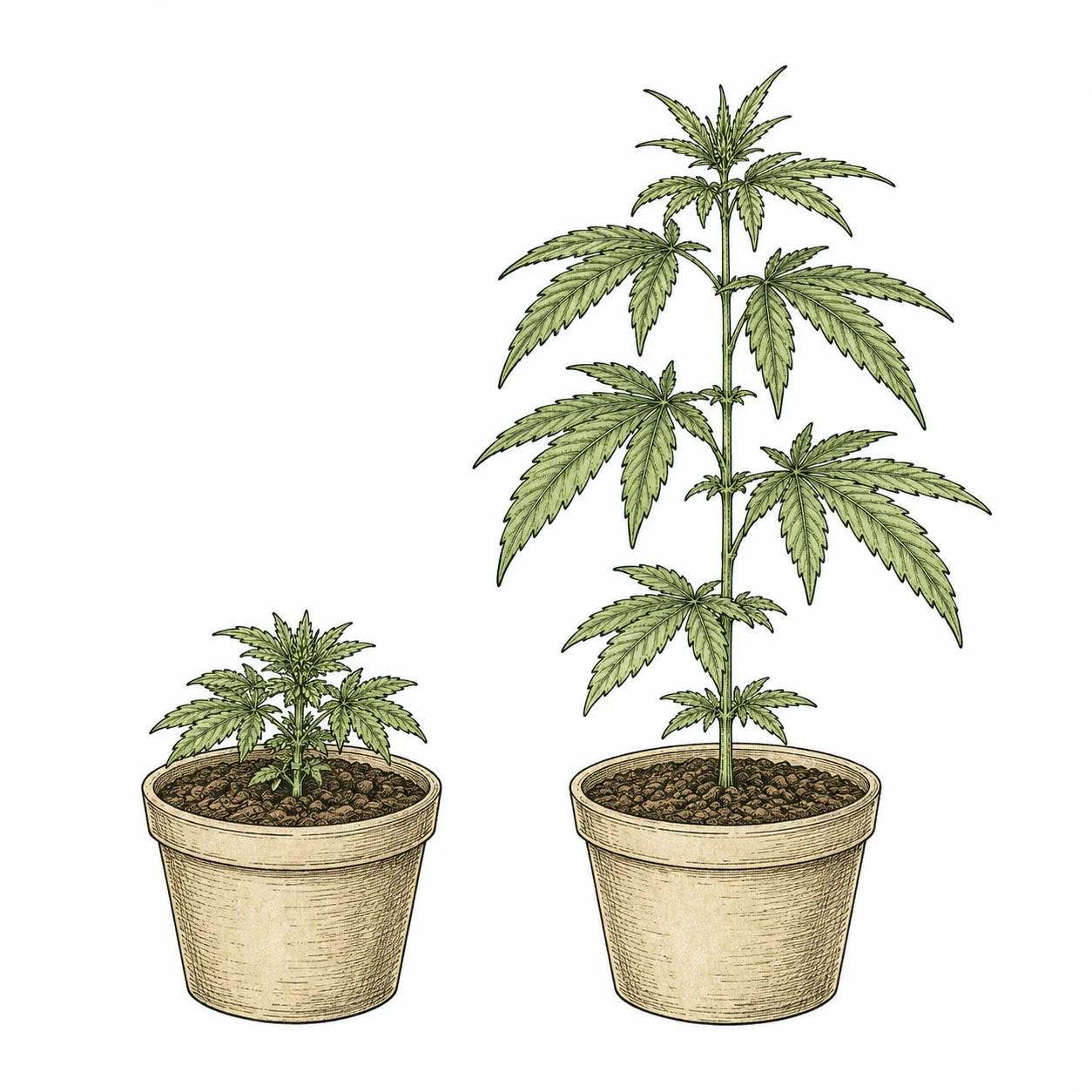 Cannabis Wachstum stagniert — stunted Pflanze Symptom erkennen