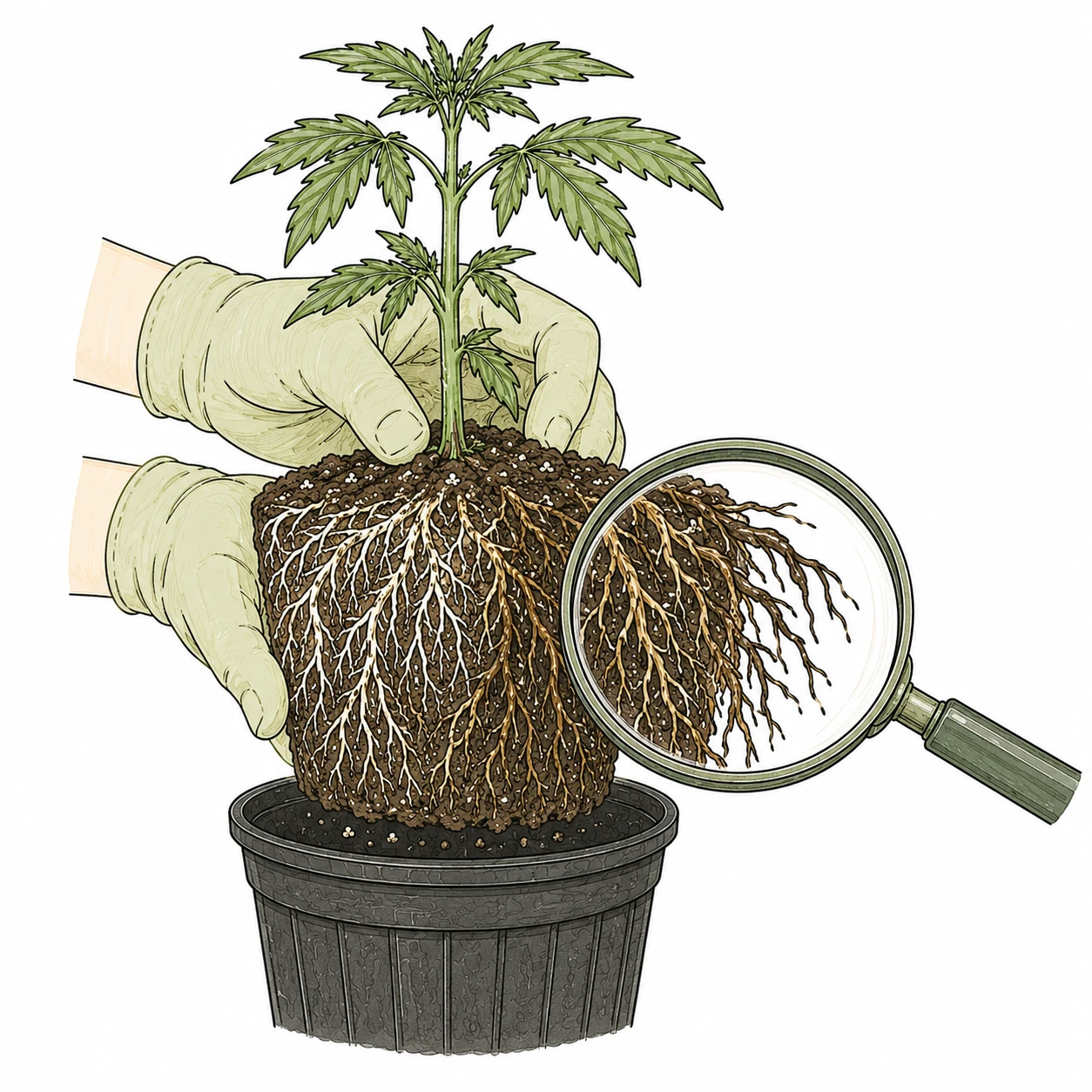 Wurzelprobleme Cannabis Illustration
