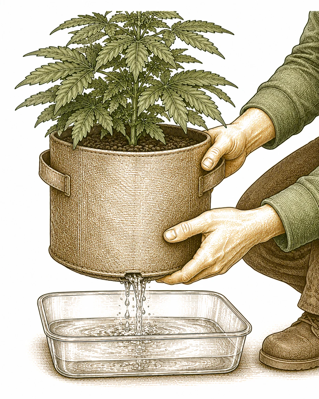 EC-Wert Cannabis Runoff Test am Topfboden