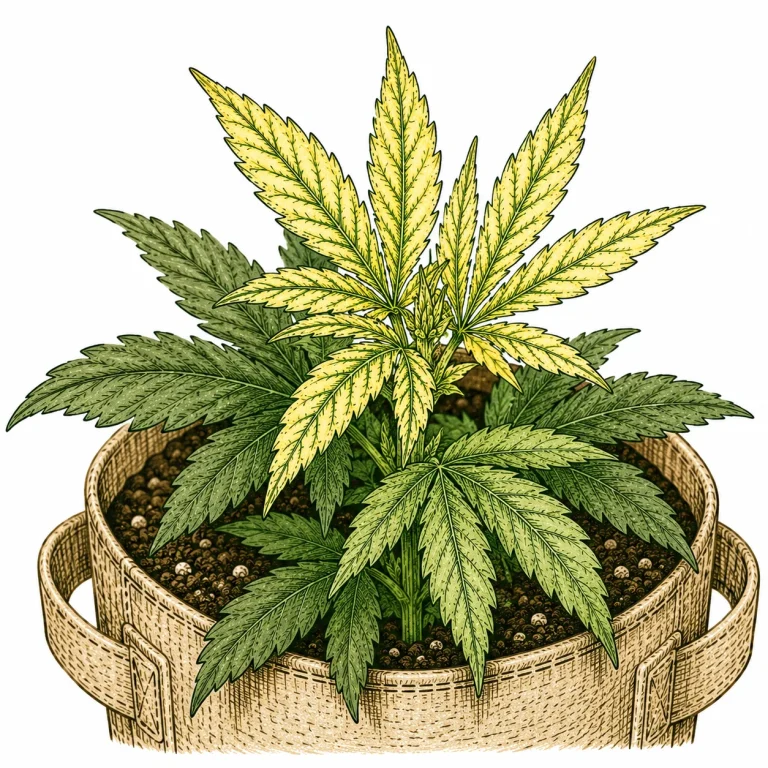 Cannabis intervenöse Chlorose durch zu hohen pH-Wert an jungen Triebspitzen