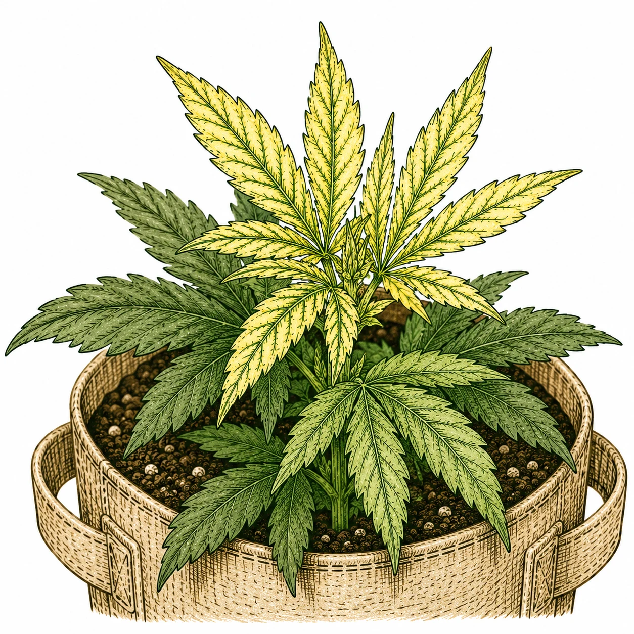 Cannabis intervenöse Chlorose durch zu hohen pH-Wert an jungen Triebspitzen