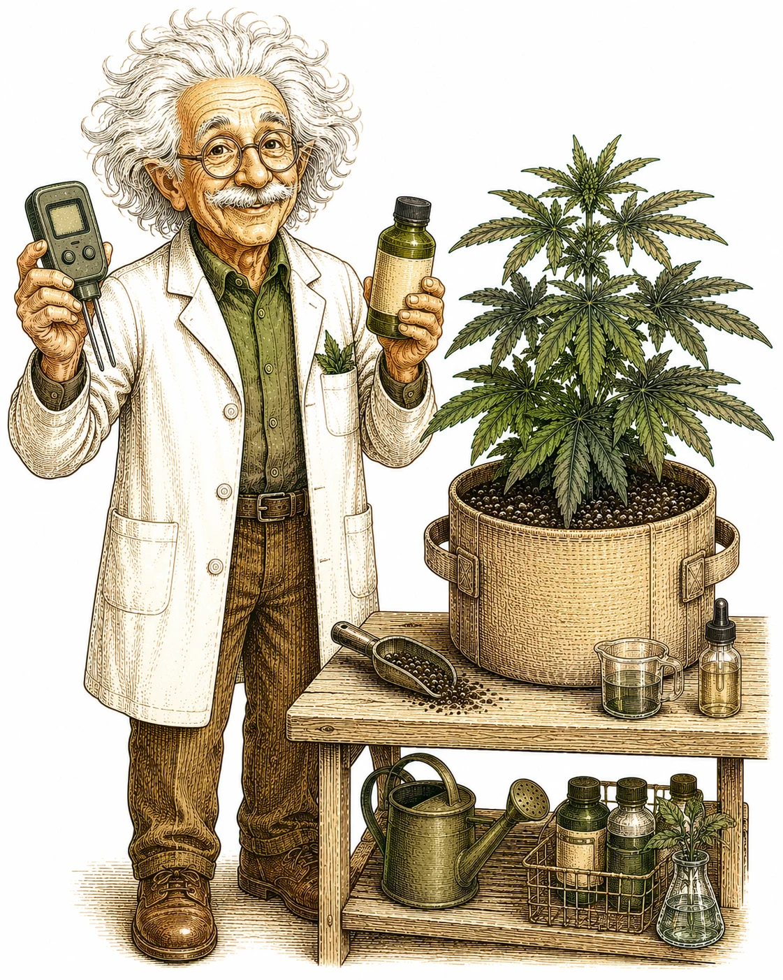 Der Plantage Doc erklärt Eisenmangel Cannabis Prävention mit pH-Meter und Chelat-Dünger