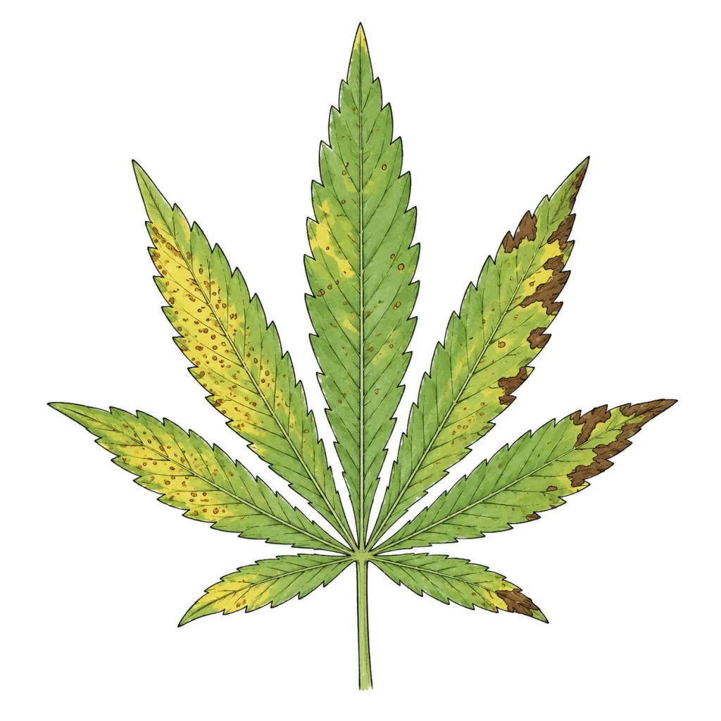 fleckige Cannabis Blätter erkennen