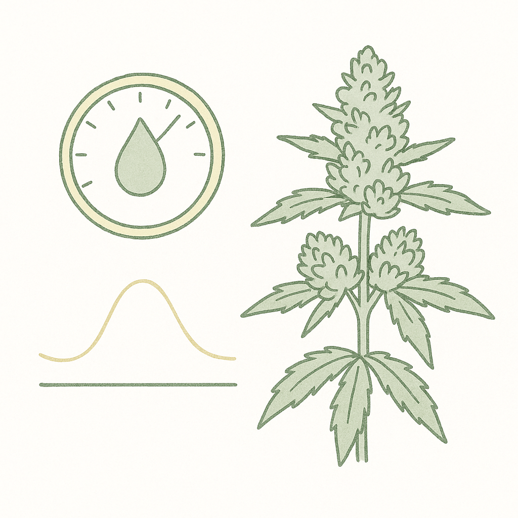 Infografik Risikofaktoren Botrytis-Befall Cannabis: Luftfeuchtigkeit, Temperatur, dichte Blüten
