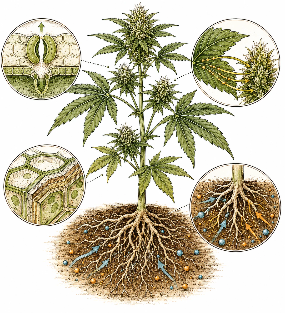 Kaliumfunktionen Cannabis Pflanze Stomata Fotosynthese Transport