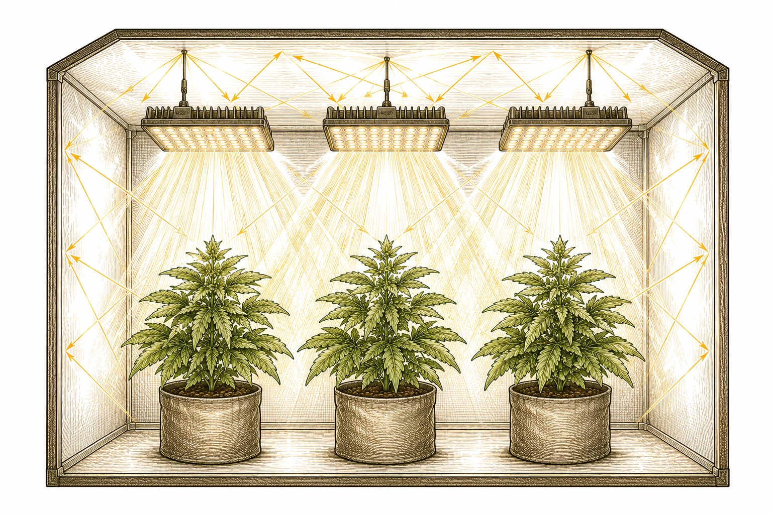 Licht Cannabis Spektrum Growroom Lichtverteilung reflektierende Wände