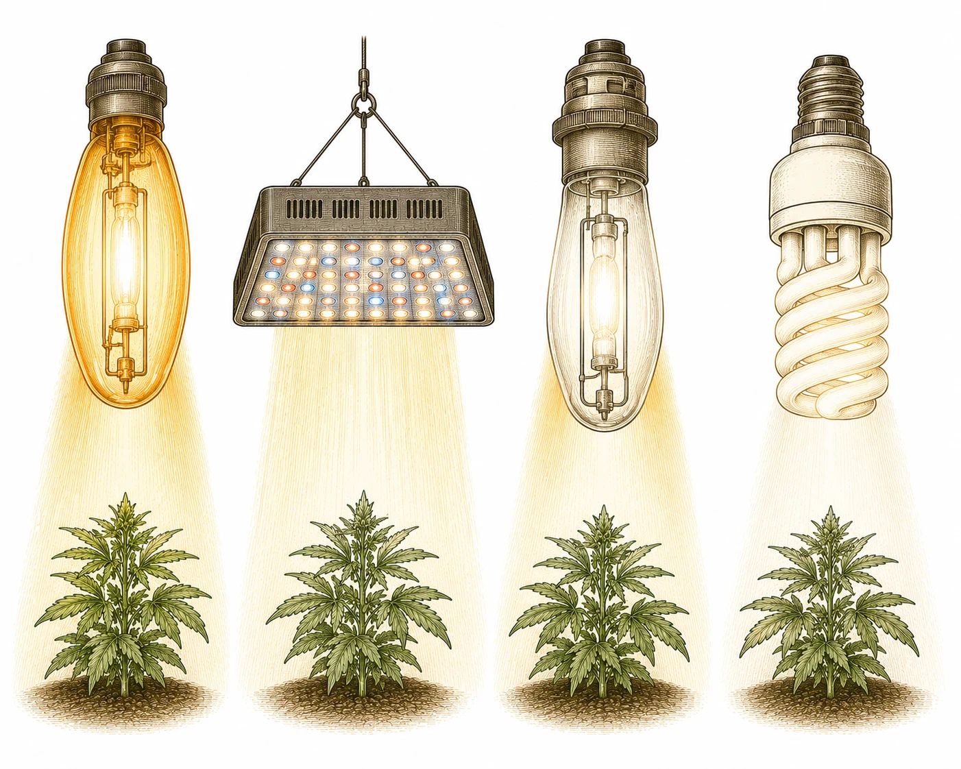 Licht Cannabis Spektrum Lampentypen Vergleich HPS LED