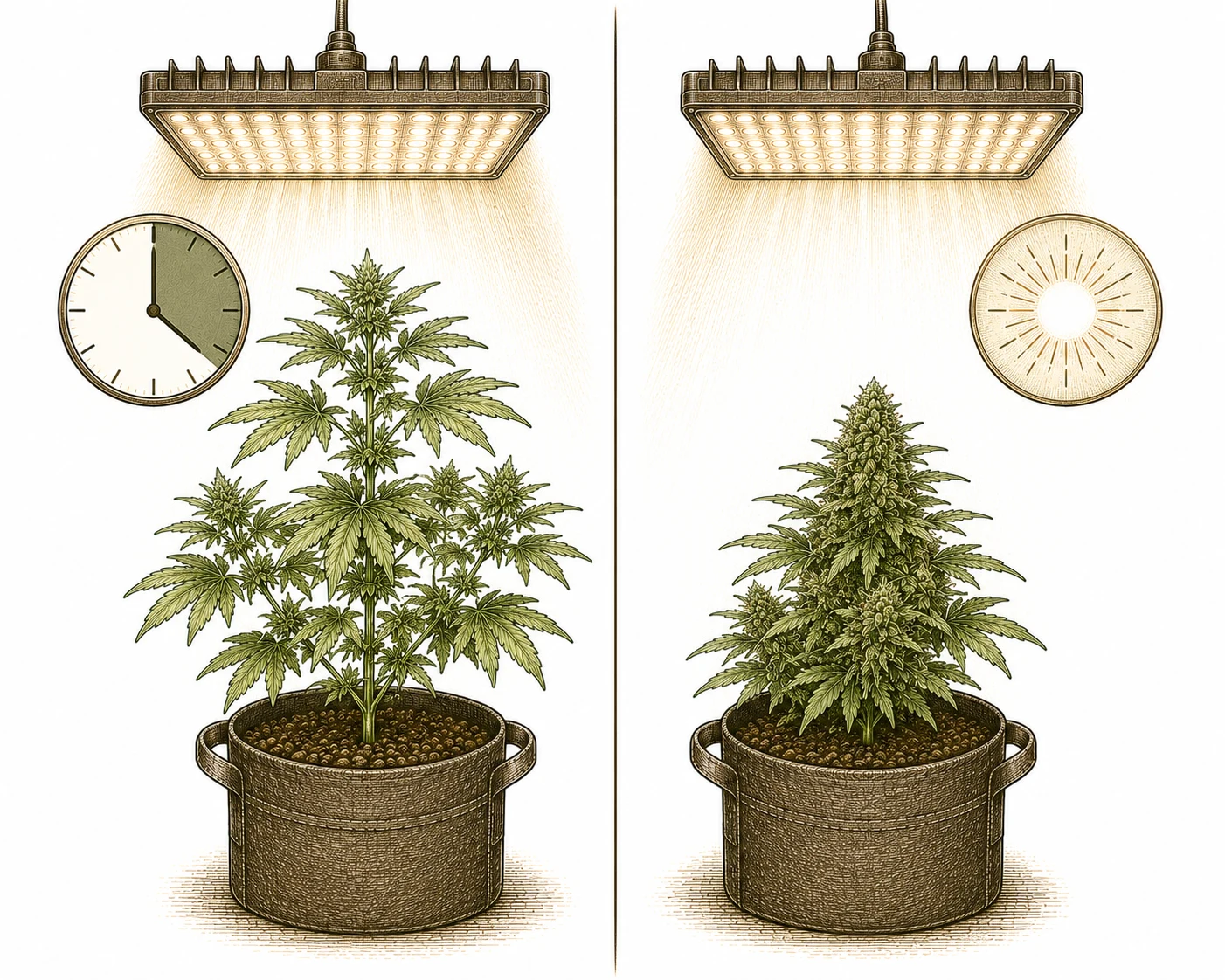 Licht Cannabis Spektrum Lichtzyklus Vergleich photoperiodisch autoflowering
