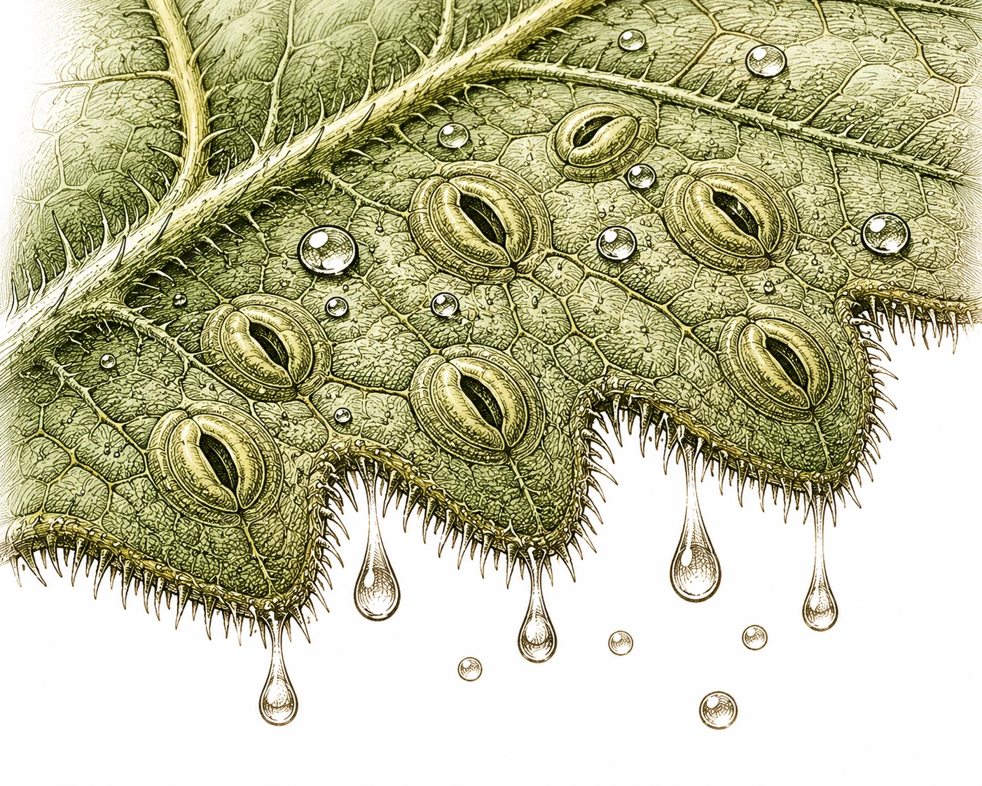 Luftfeuchtigkeit Cannabis Stomata Transpiration Nahaufnahme