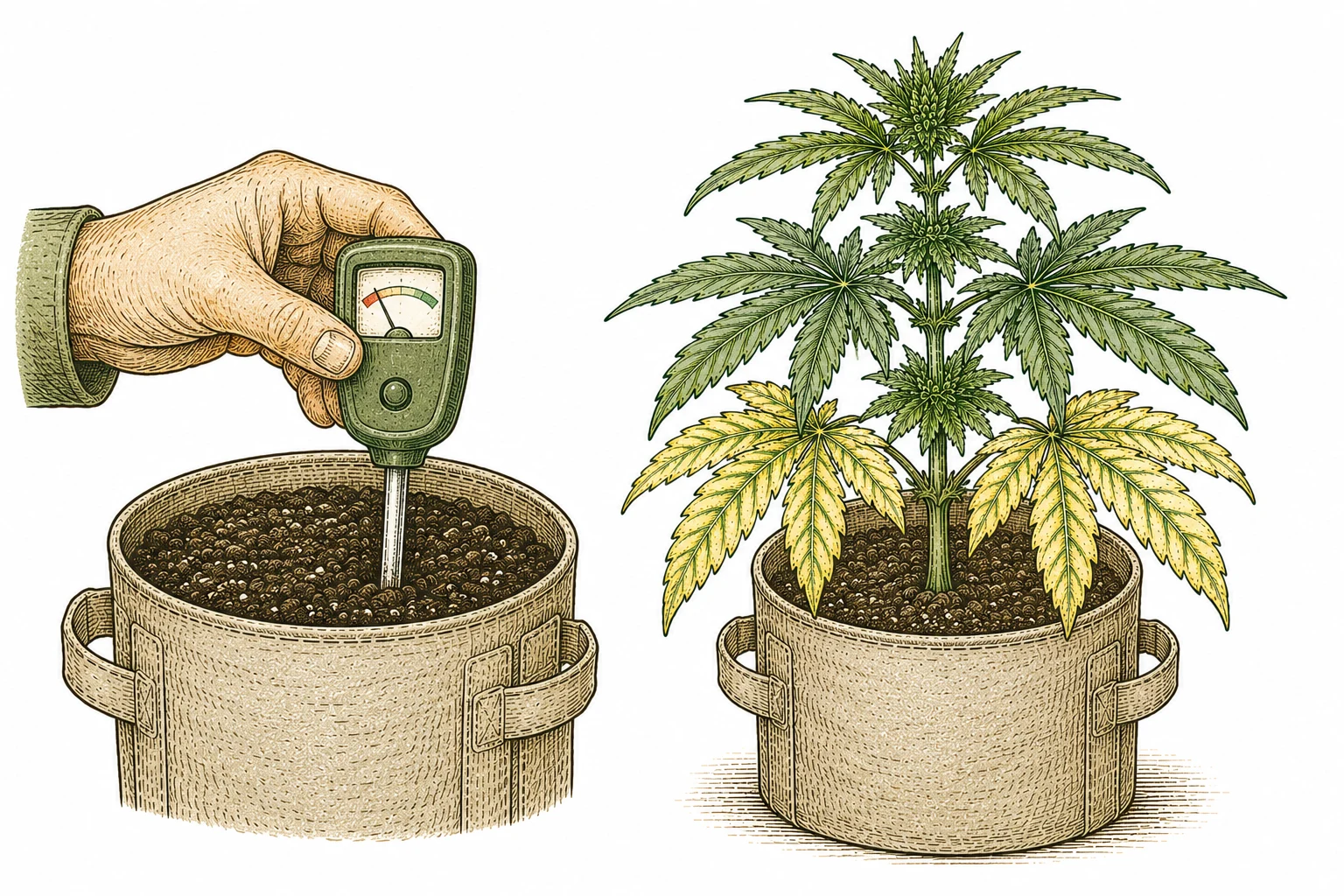 Magnesiummangel Cannabis Ursache – falscher pH-Wert sperrt Magnesiumaufnahme