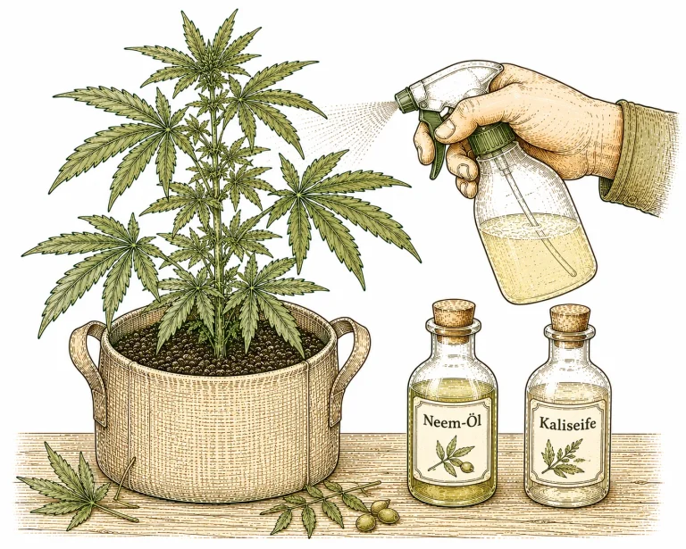 Spinnmilben bekämpfen mit Neem-Öl, Kaliseife und Sprühflasche