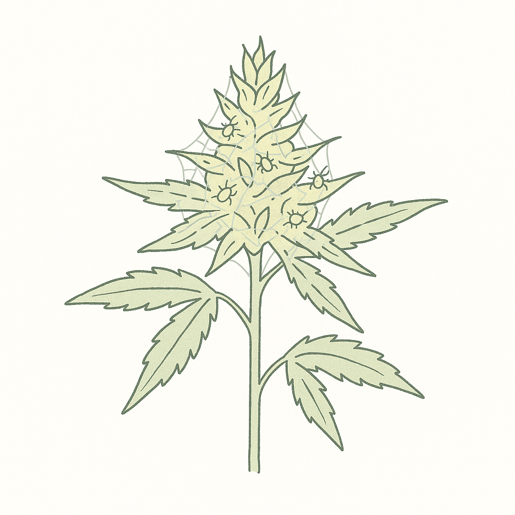 Spinnmilben bekämpfen in der Blütephase – Gespinste an Cannabis