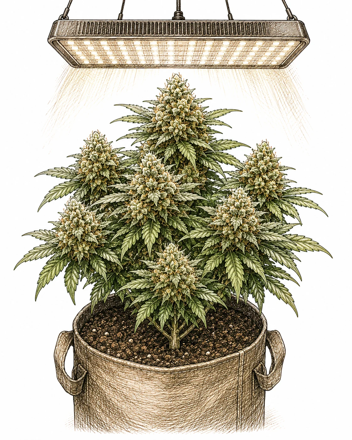 Autoflower im Blütestadium kompakt unter LED
