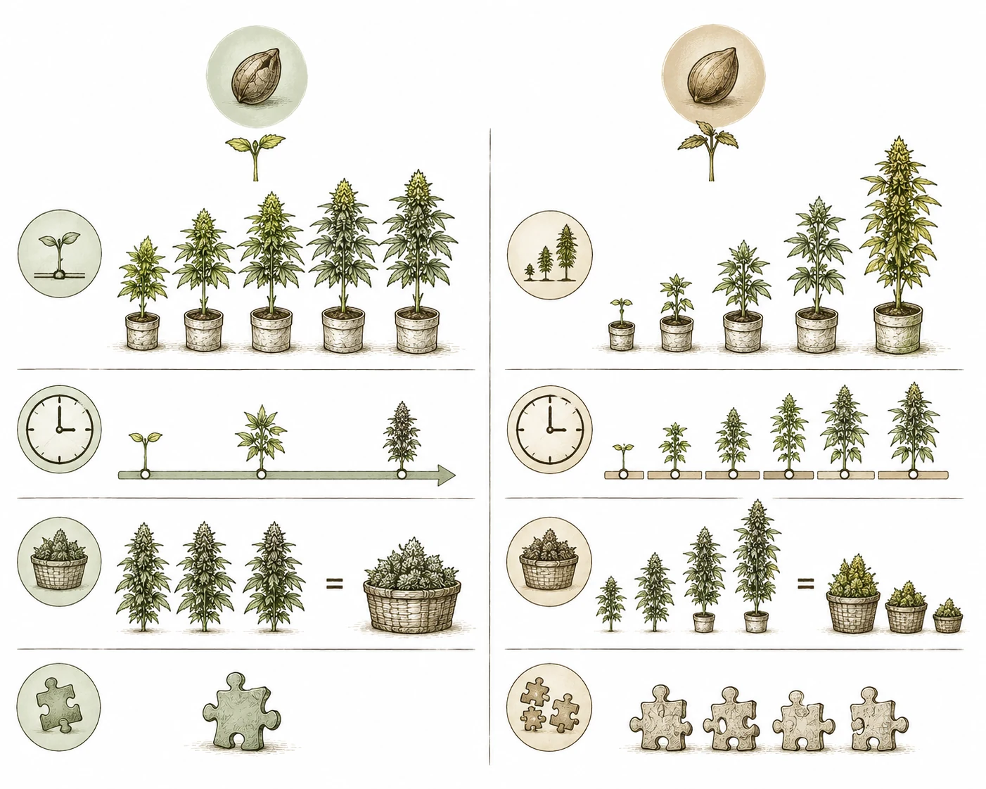 Autoflower vs. feminisiert Grow-Setup im Vergleich