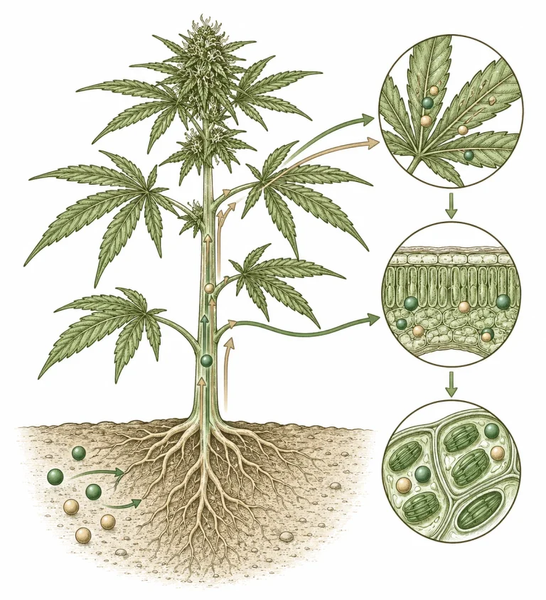 CalMag Mangel: Infografik: Rolle von Kalzium und Magnesium in der Cannabispflanze