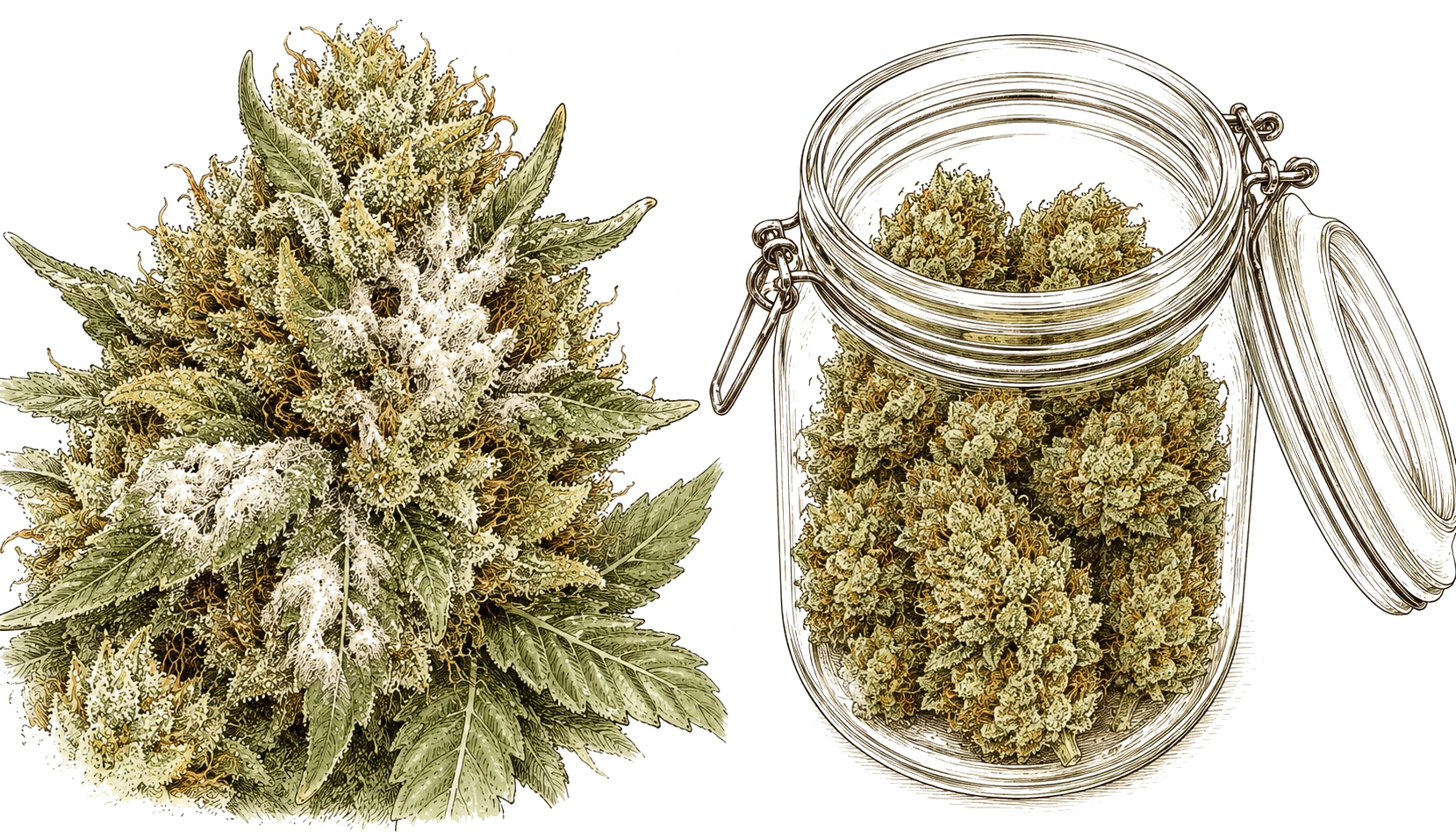 Cannabis Bud Schimmelbefall Vergleich gesunde Buds