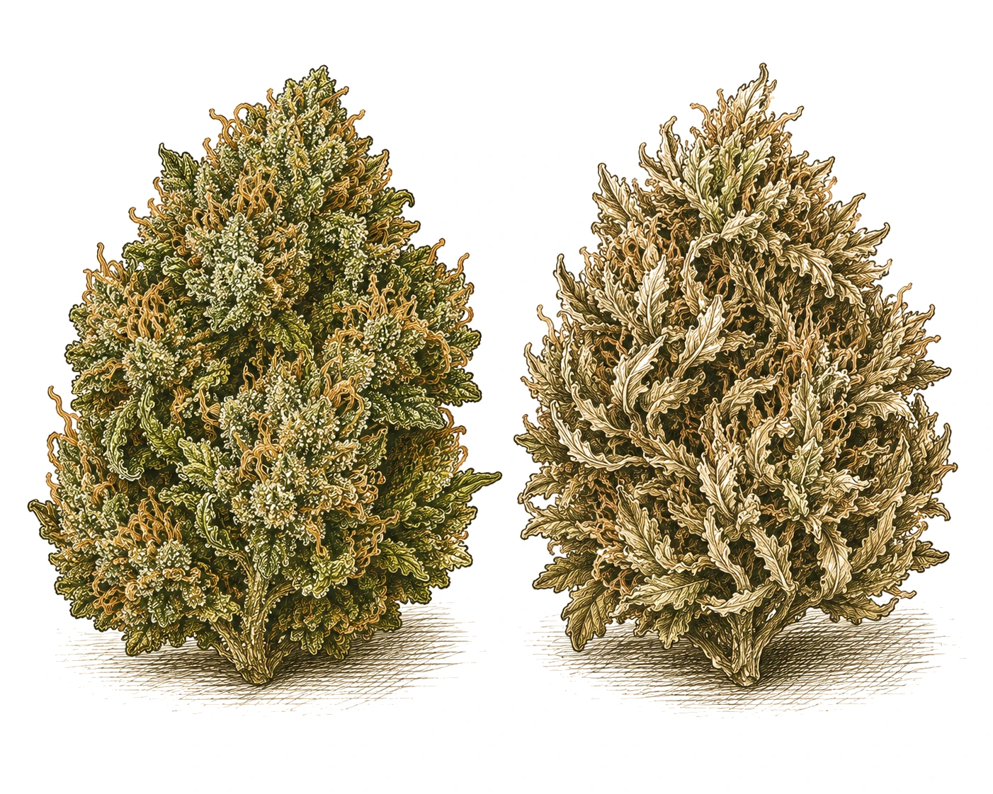 Cannabis Bud Trocknung aromatisch vs strohig Vergleich