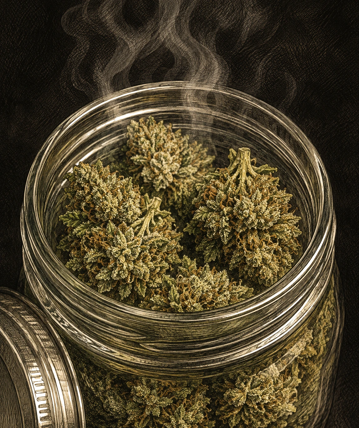 Cannabis Einmachglas Curing Dampf Buds