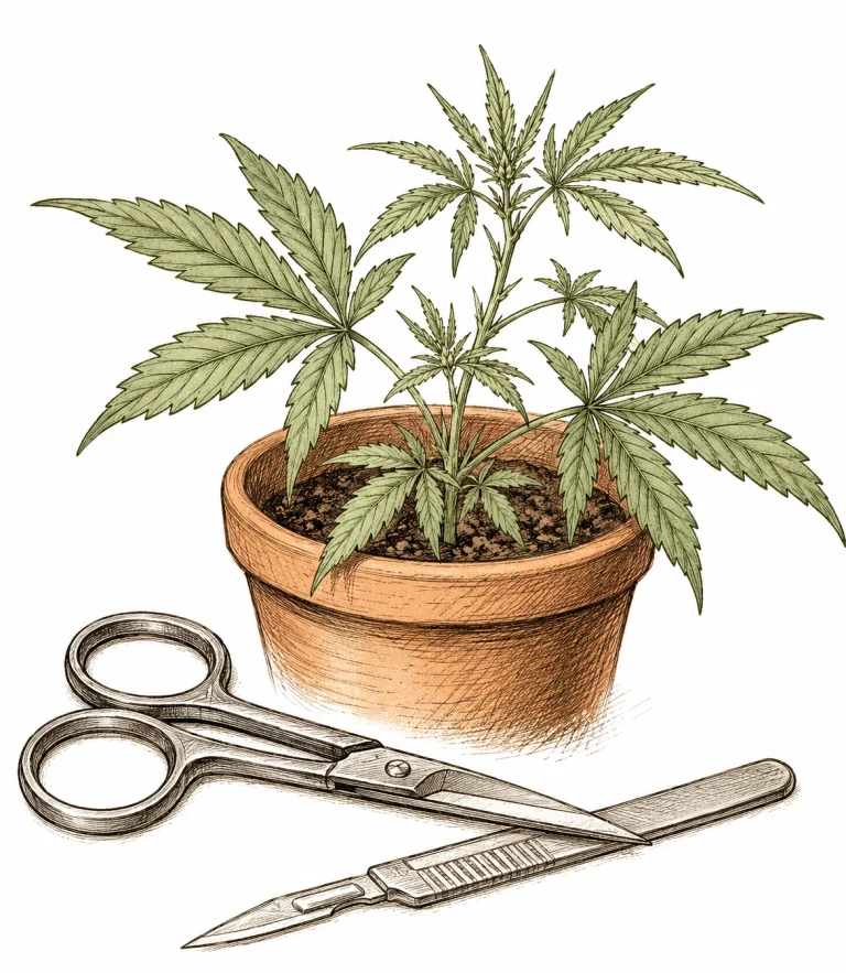 FIM Methode Cannabis Bild 3 — Sauberes Werkzeug ist beim FIMing entscheidend: Schere und Skalpell sollten vor dem Schnitt desinfiziert werden