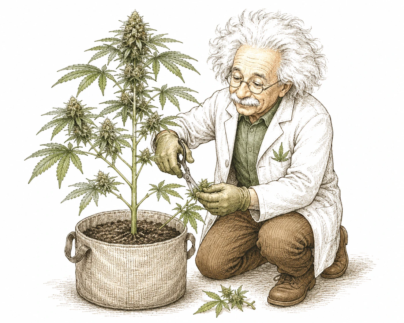 Cannabis Lollipopping Bild 3 — Für das Entfernen der unteren Seitenäste eignet sich eine kleine, saubere Bonsai-Schere