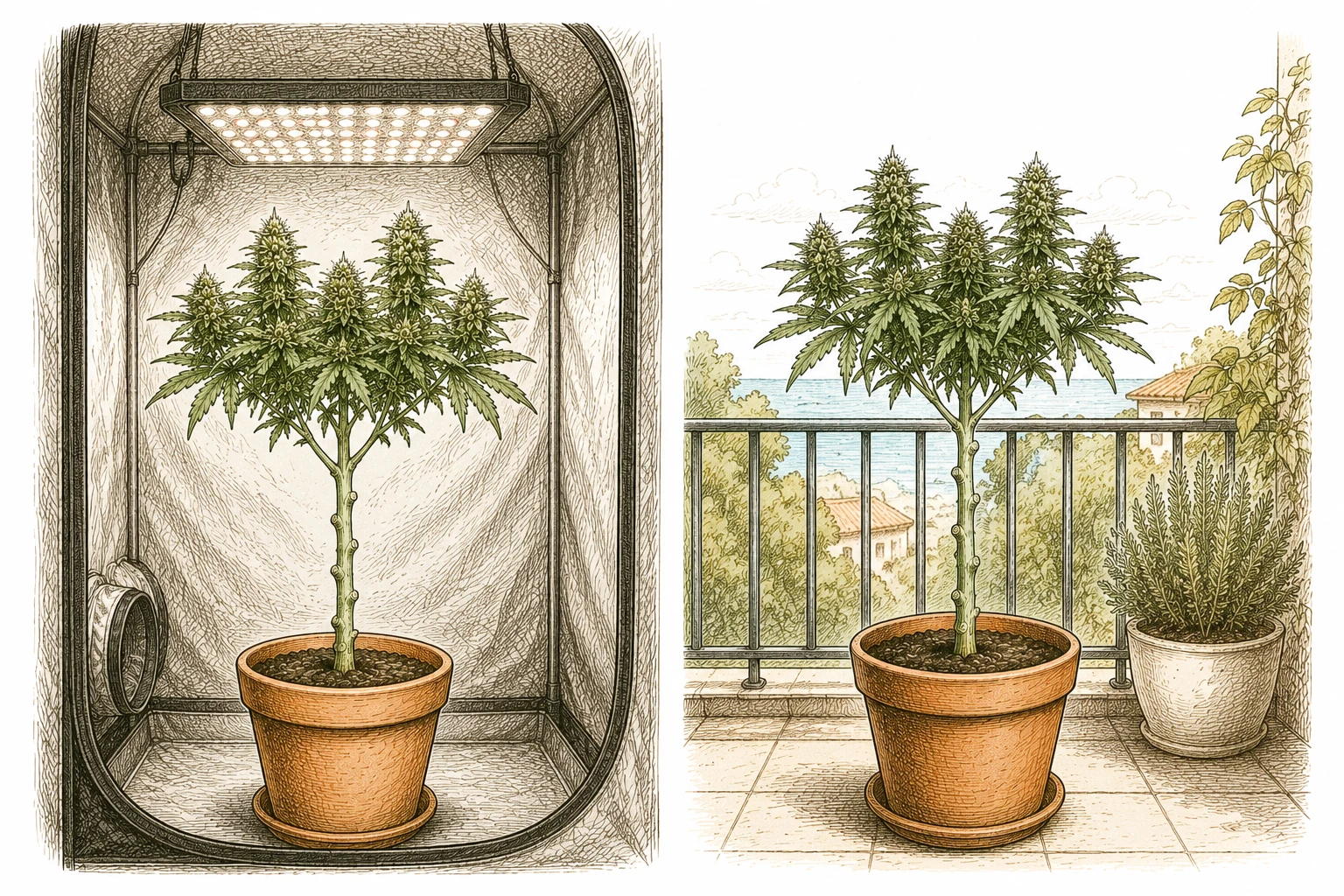 Cannabis Lollipopping Bild 6 — Lollipopping funktioniert sowohl im Indoor-Zelt als auch bei Outdoor-Pflanzen auf dem Balkon