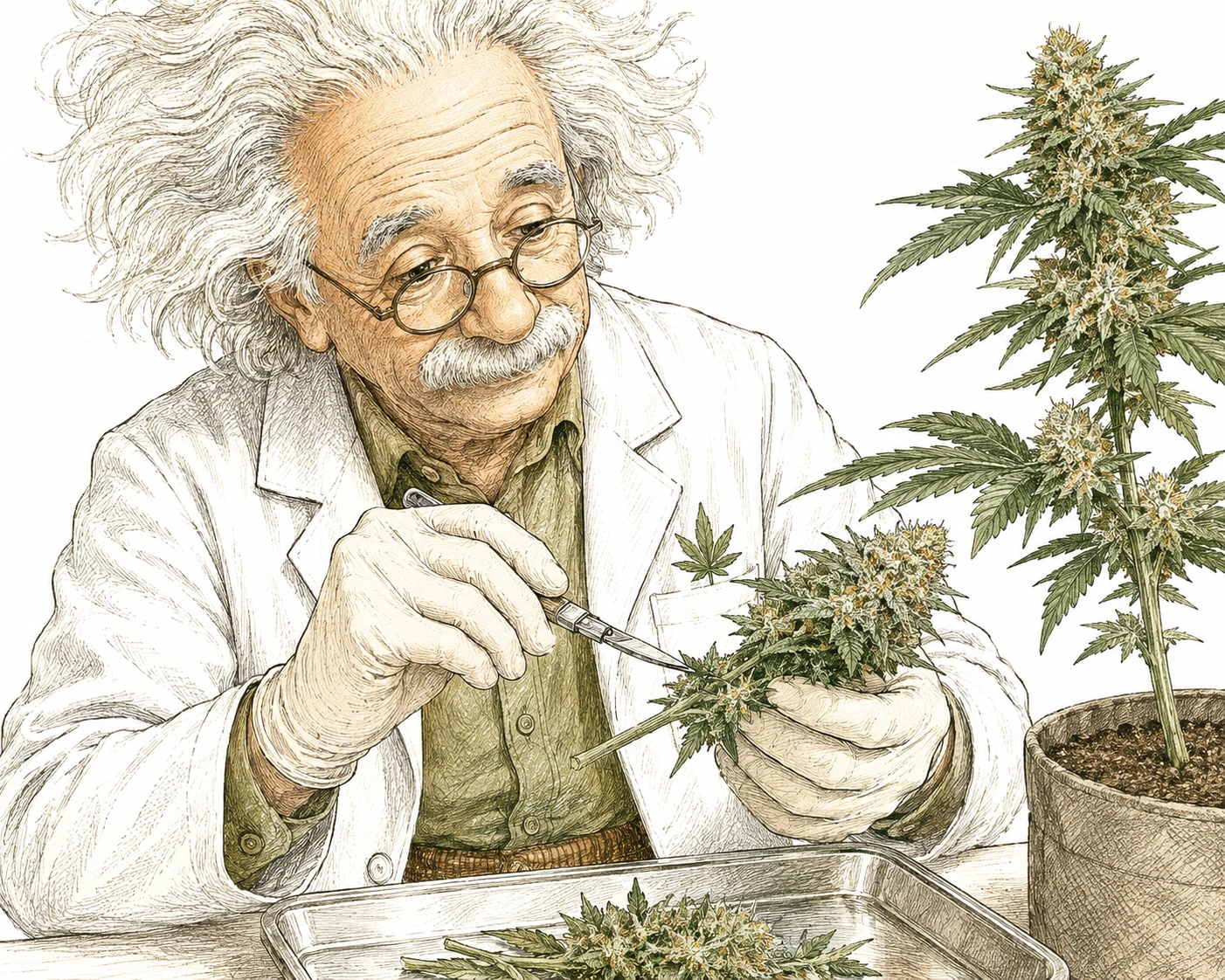 Cannabis Monster Cropping Bild 2 — Der Steckling wird direkt aus einem blühenden Ast geschnitten