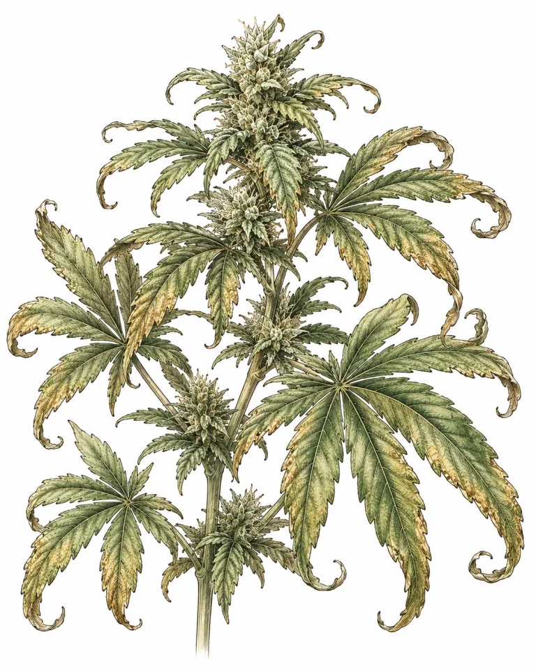 Cannabis Stresssymptome eingerollte Blätter Warnsignal
