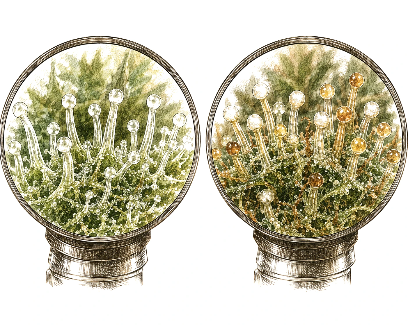 Cannabis Trichome unreif reif Mikroskop Vergleich