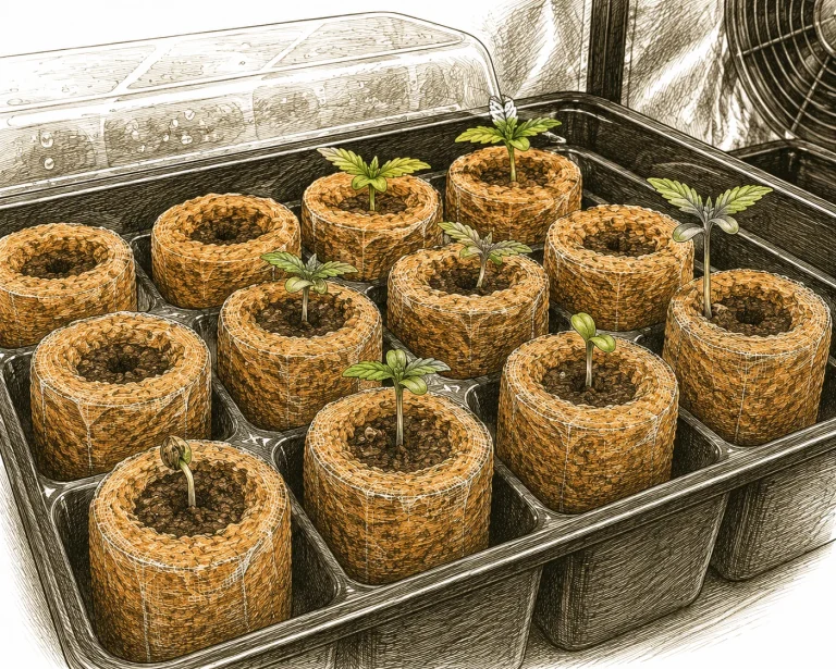 Keimmethode Jiffy Würfel Cannabis Keimlinge Anzuchtschale