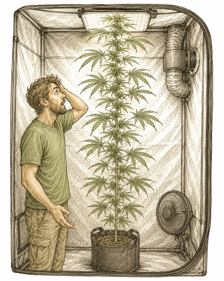 Sativa zu hoch im Growzelt Warnsignal für Anfänger