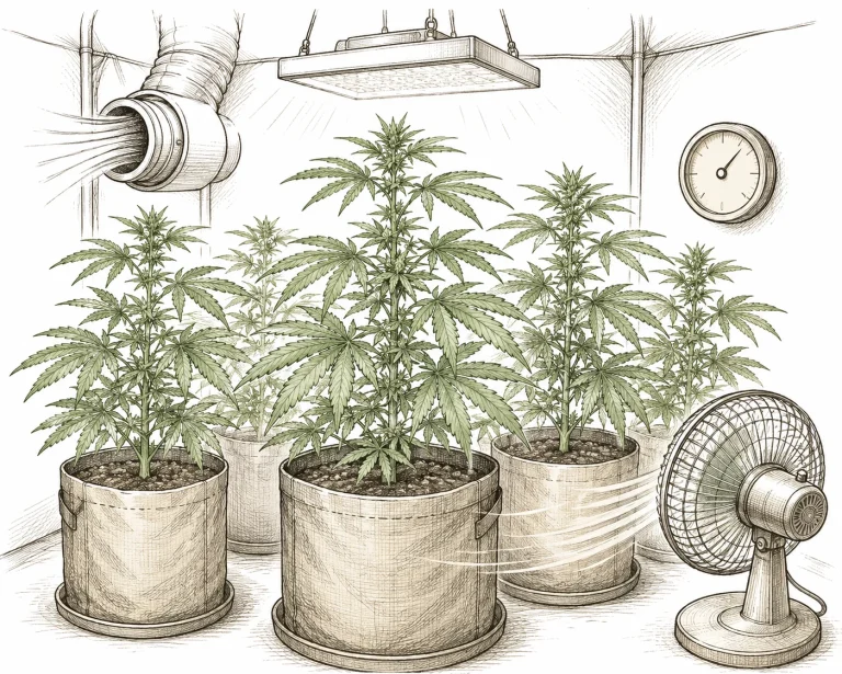 Septoria Cannabis: Gut belüfteter Indoor-Grow mit ordentlicher Blattstruktur