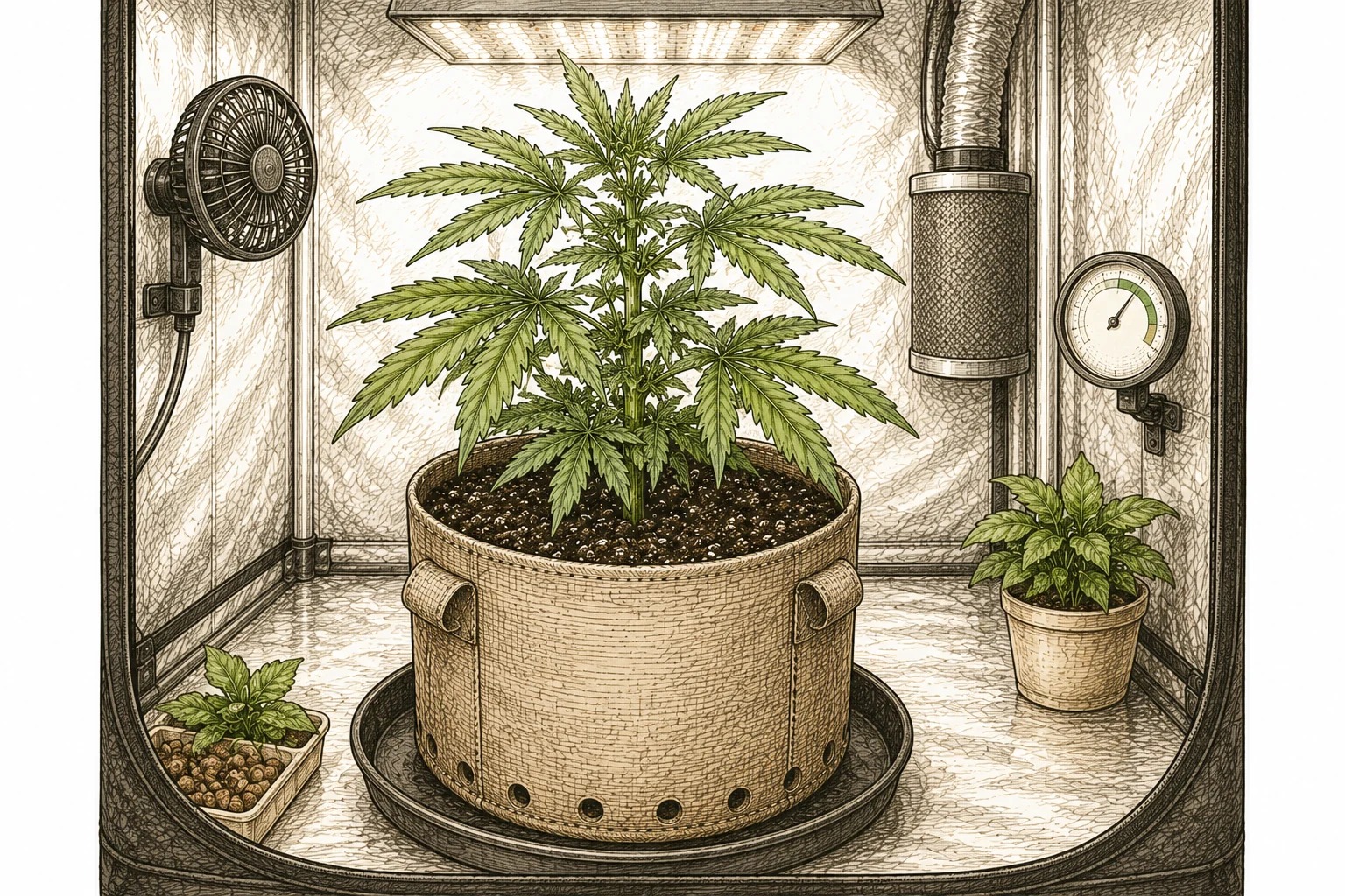 Springschwänze Cannabis: Saubere, aufgeräumte Growbox mit gut drainiertem Substrat