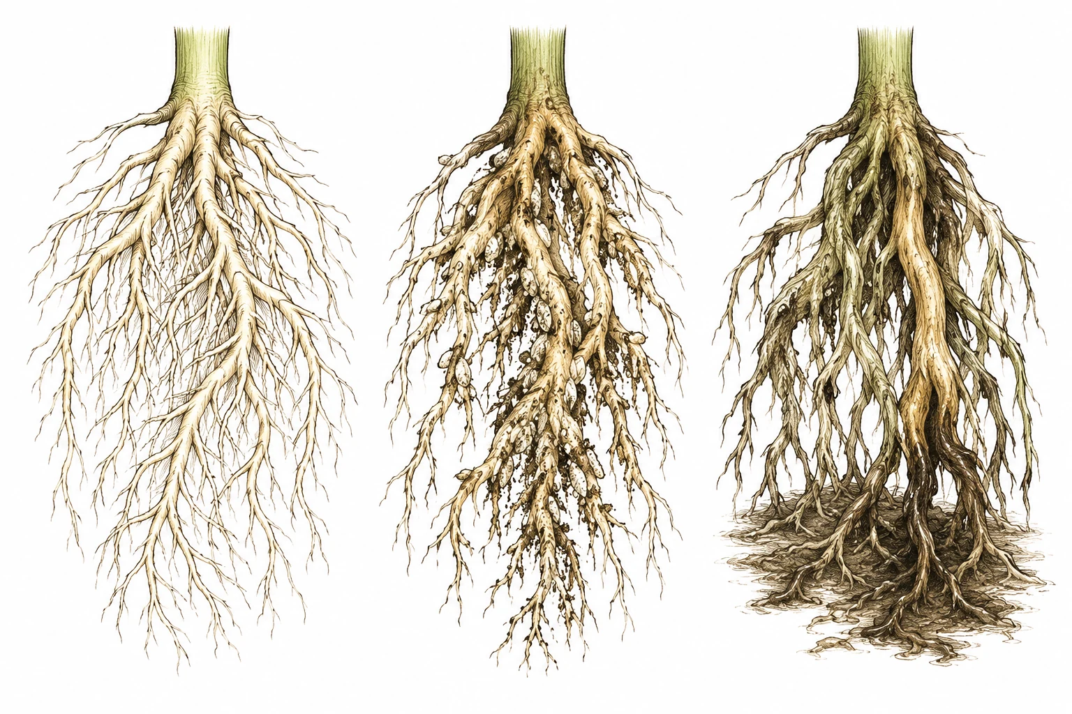 Wurzelläuse Cannabis: Vergleichsbilder von gesunden Cannabis-Wurzeln