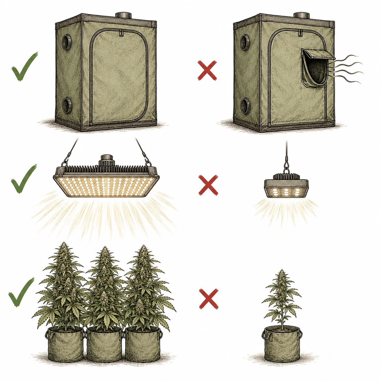 Vorteile und Nachteile von CO2-Anreicherung im Cannabis Grow als Checkliste